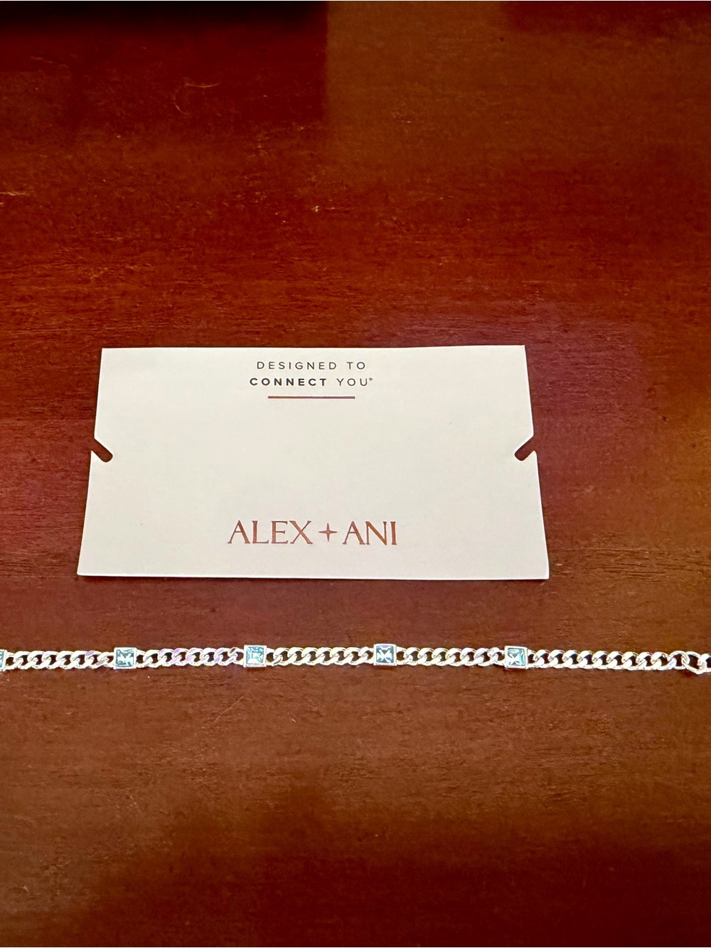 ALEX AND ANI Silver Chain Bracelet with Aquamarine Stones - Picture 4 of 4